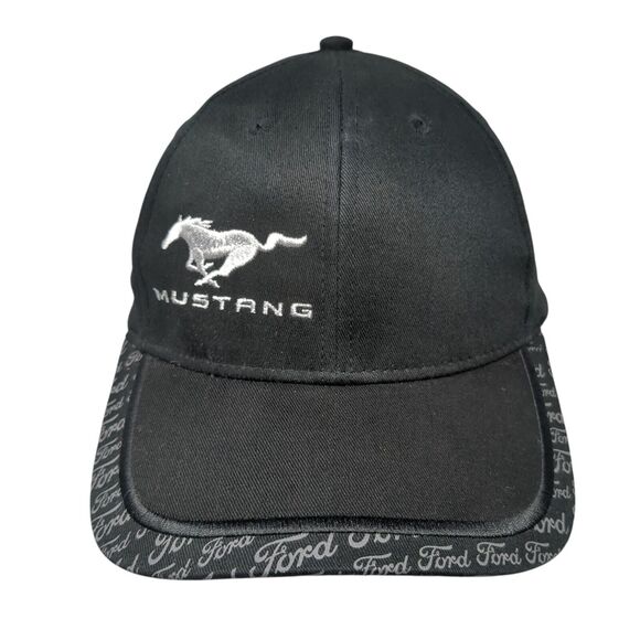 Mustang Ford Slideback Hat Black One Size Adjustable Embroidered 6 Panel - Picture 1 of 9
